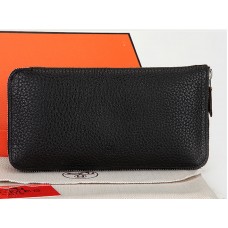 Hermes Zipper Wallet Original Leather Black