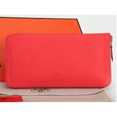 Hermes Zipper Wallet Original Leather Watermelon Red