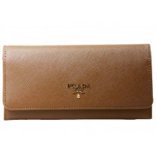 Prada Saffiano Leather Wallet Brown