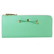 Prada Saffiano Zipper Wallet With Bow Detail Light Green