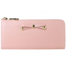 Prada Saffiano Zipper Wallet With Bow Detail Pink