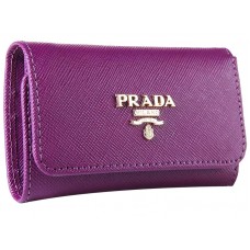 Prada Saffiano 6 Key Holder Purple