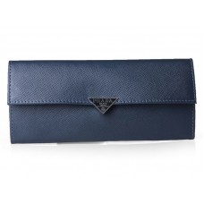 Prada Saffiano Calf Leather Bifold Wallet Blue