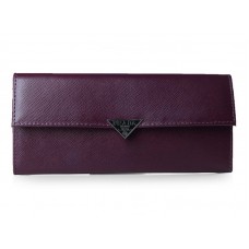 Prada Saffiano Calf Leather Bifold Wallet Purple