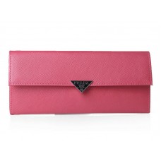 Prada Saffiano Calf Leather Bifold Wallet Rosy