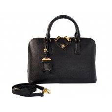 Prada Saffiano Leather Top Handle Medium Bag Black