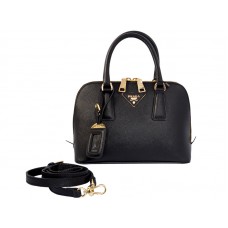 Prada Saffiano Leather Top Handle Mini Bag Black