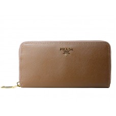 Prada Saffiano Zippy Wallet Light Brown