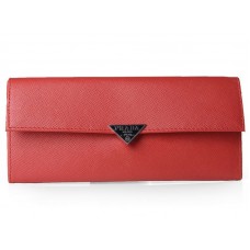 Prada Saffiano Calf Leather Bifold Wallet Orange