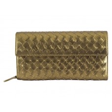 Bottega Veneta Intrecciato Nappa Continental Wallet With Button Gold