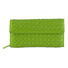 Bottega Veneta Intrecciato Nappa Continental Wallet With Button Green