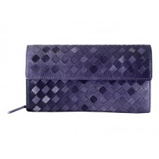 Bottega Veneta Intrecciato Nappa Continental Wallet With Button Purple