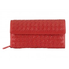 Bottega Veneta Intrecciato Nappa Continental Wallet With Button Red