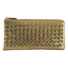 Bottega Veneta Intrecciato Nappa Leather Zip Around Wallet Bronze