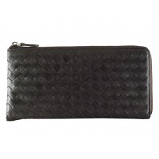 Bottega Veneta Intrecciato Nappa Leather Zip Around Wallet Choco