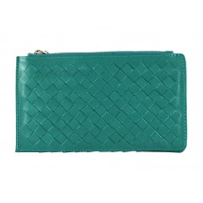 Bottega Veneta Intrecciato Nappa Leather Zip Top Wallet Green