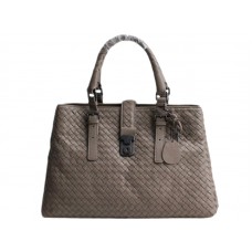 Bottega Veneta Roma Intrecciato Leather Tote Grey