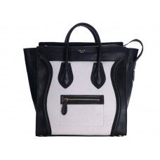 Celine Luggage Medium Tote In Calfskin Black /Suede Cream