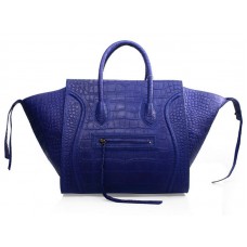 Celine Luggage Phantom Square Tote Bag Croc Violet