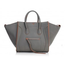 Celine Luggage Phantom Square Tote Bag Grey With Orange Trim