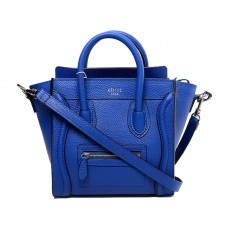 Celine Luggage Mini Tote In Calfskin Blue