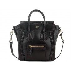 Celine Luggage Mini Tote In Calfskin Choco