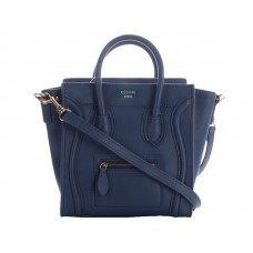 Celine Luggage Mini Tote In Calfskin Dark Blue