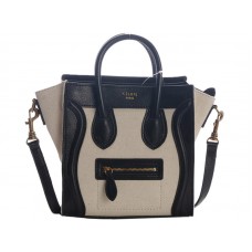 Celine Luggage Mini Tote In Calfskin Black/Canvas White