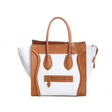 Celine Luggage Medium Tote In Calfskin Camel/White