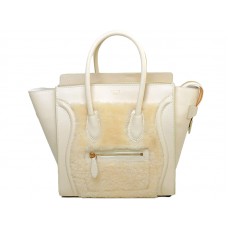 Celine Luggage Medium Tote In Calfskin Cream /Wool Cream