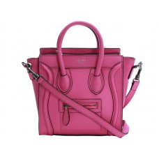 Celine Luggage Mini Tote In Calfskin Fluorescence Pink