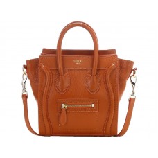 Celine Luggage Mini Tote In Calfskin Orange