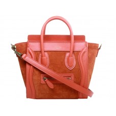 Celine Luggage Mini Tote In Calfskin Orange/Suede Orange