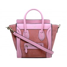 Celine Luggage Mini Tote In Calfskin Pink /Suede Pink