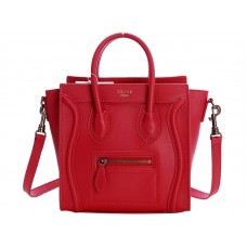 Celine Luggage Mini Tote In Calfskin Red