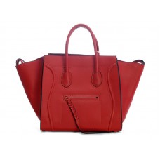 Celine Luggage Phantom Square Tote Bag Cherry With Black Trim