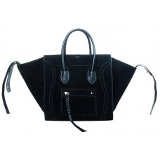 Celine Luggage Phantom Square Tote Bag Suede Leather Black