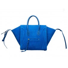 Celine Luggage Phantom Square Tote Bag Suede Leather Blue