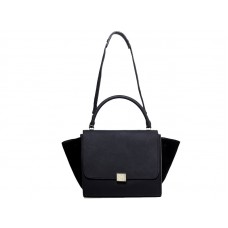 Celine Trapeze Shoulder Bag Calfskin Black / Suede Black