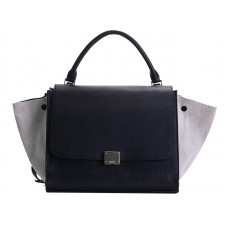 Celine Trapeze Shoulder Bag Calfskin Black/Cream Canvas