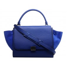 Celine Trapeze Shoulder Bag Calfskin With Suede Blue