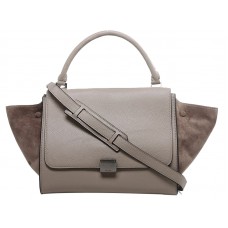 Celine Trapeze Shoulder Bag Calfskin With Suede Grey