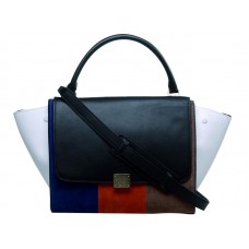 Celine Trapeze Shoulder Bag Multicolor Calfskin Black/Blue /Orange /Beige/White