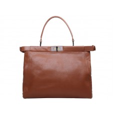 Fendi Peekaboo Calfskin Leather Bag Brown