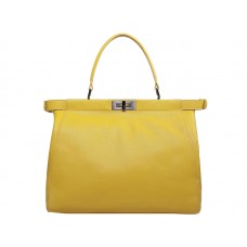 Fendi Peekaboo Calfskin Leather Bag Yellow