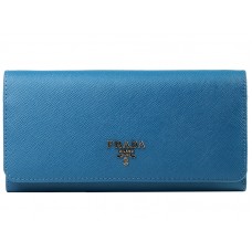 Prada Saffiano Leather Wallet Blue