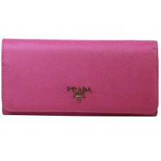 Prada Saffiano Leather Wallet Hot Pink