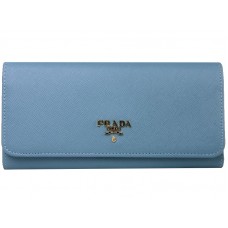 Prada Saffiano Leather Wallet Light Blue