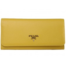 Prada Saffiano Leather Wallet Yellow