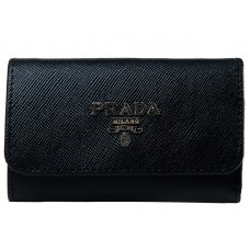 Prada Saffiano 6 Key Holder Black